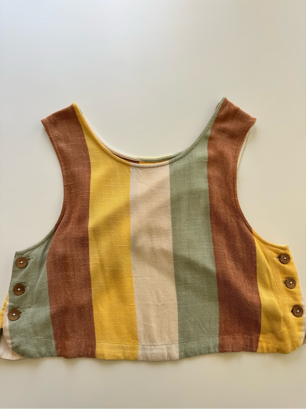 Rip Curl Striped Cropped Tank Top in Mustard, Rust & Sage size Large